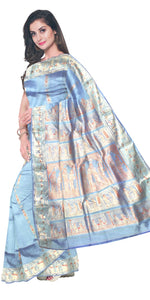 Light Blue Baluchari with Ornate Pallav-Baluchari saree-parinitasarees