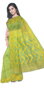 Light Green Dhakai Jamdani with Floral Motifs-Jamdani saree-parinitasarees