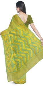 Light Green Dhakai Jamdani with Floral Motifs-Jamdani saree-parinitasarees