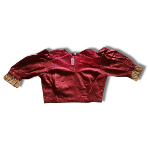 Maroon Designer Blouse with Illusion Neck-Blouse-parinitasarees