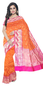 Orange Benarasi Silk Saree-Banarasi silk saree-parinitasarees
