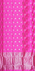 Pink Chanderi Pattu Silk Saree with Floral Motifs-Chanderi Sarees-parinitasarees