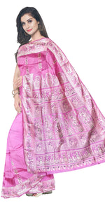 Pink Meenakari Baluchari Saree with Alluring Pallav-Baluchari saree-parinitasarees