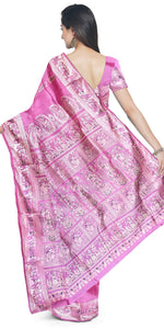 Pink Meenakari Baluchari Saree with Alluring Pallav-Baluchari saree-parinitasarees