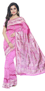 Pink Meenakari Baluchari Saree with Alluring Pallav-Baluchari saree-parinitasarees