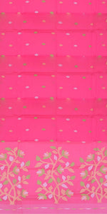 Pink Pure Muslin Saree with Floral Patterns-Muslin saree-parinitasarees