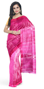 Pink Tant Cotton with Ikat Pattern-Tant saree-parinitasarees