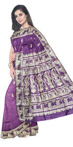 Purple Baluchari Saree with Beautiful Pallav-Baluchari saree-parinitasarees