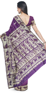 Purple Baluchari Saree with Beautiful Pallav-Baluchari saree-parinitasarees