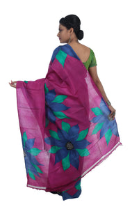 Purple Bishnupuri Silk Saree with Floral Prints-Bishnupuri silk saree-parinitasarees