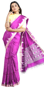Purple Handspun Cotton Saree with Diamond Motifs-Handspun Cotton-parinitasarees