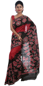 Red Bishnupuri Silk Saree with Floral Prints-Bishnupuri silk saree-parinitasarees