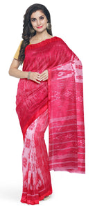 Red Tant Cotton with Ikat Pattern-Tant saree-parinitasarees