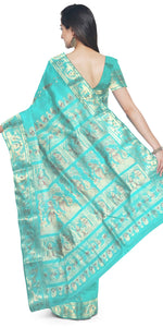 Sea Green Baluchari with Intricate Pallav-Baluchari saree-parinitasarees