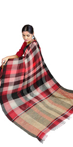 Stylish Handspun Cotton Saree with Checks-Handspun Cotton-parinitasarees