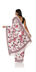 White Kantha Embroidered Art-Silk Saree-Kantha saree-parinitasarees