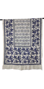 White Kantha Embroidered Cashmilon Shawl-Cashmilon Shawls-parinitasarees