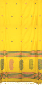 Yellow Handspun Cotton Saree with Intricate Pallav-Handspun Cotton-parinitasarees