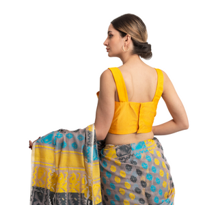 Yellow Sleeveless Designer Blouse with Bead Designs-Blouse-parinitasarees