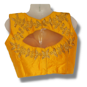 Yellow Sleeveless Mulberry Blouse, Ready made blouses-Blouse-parinitasarees