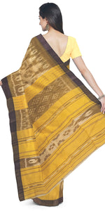 Yellow Tant Cotton with Ikat Pattern-Tant saree-parinitasarees