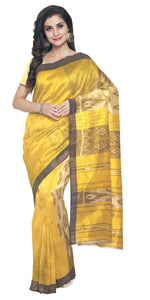 Yellow Tant Cotton with Ikat Pattern-Tant saree-parinitasarees